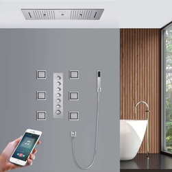 Phone Controlled Led Musical Shower System, Style F - Phone Control Light - Showerheads And Body Sprays