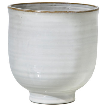 Medium Glazed Ceramic Pedestal Bowl, 6"