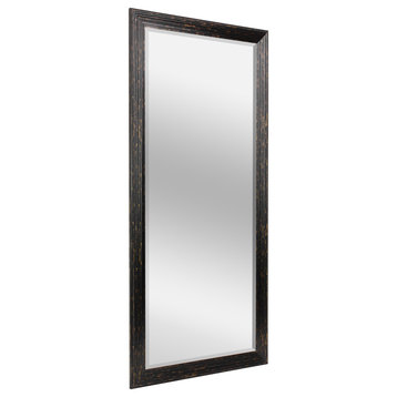 Head West 29.5 x 53.5 Beaded Black Wash Beveled Mirror