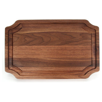 BigWood Boards Large Scalloped Carving Board with Juice Well, Walnut, 15" x 24"