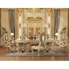 Dn00457 Double Pedestal Dinning Table, Gold Finish Seville ( 1Set/3Ctn