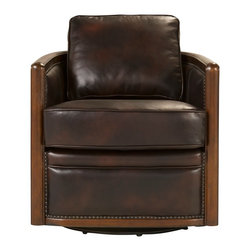 Brookshire Leather Swivel Accent Chair - Armchairs And Accent Chairs