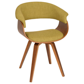 Scout Modern Chair, Green Fabric and Walnut Wood