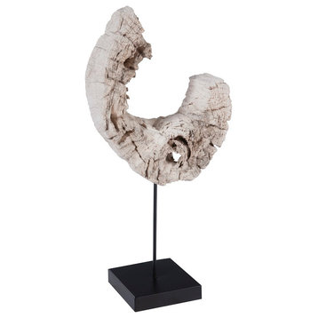 Eroded Wood C Sculpture on Stand, Assorted