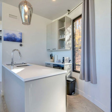 Round Open Space Pod Kitchen by Lofty Pods #prefabhomes