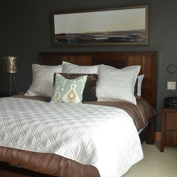 Modern ski home bedroom in Big Sky, MT.