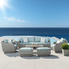 Cannes 8-Piece Sunbrella Outdoor Patio Sofa and Club Chair Seating Set, Aqua