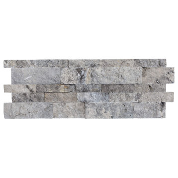 Silver Travertine Ledger Panel, Split Face, 7.25”x19.75”x3/4", 90 sqft-boxed