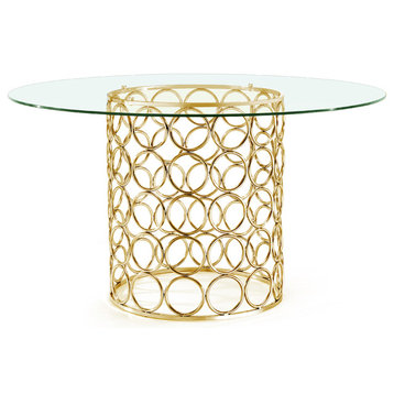 Opal Dining Table, Gold Base