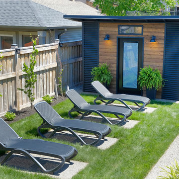 Modern Pool Shed in Hamilton Ontario with a Rollup Bar