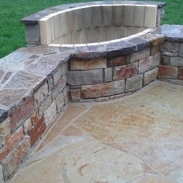 Natural Stone fire pit Stone walls stairs flagstone patio in chesterfield, mo