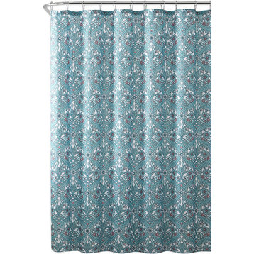 Mandi Embossed Fabric Shower Curtain, Contemporary Paisley Damask Design