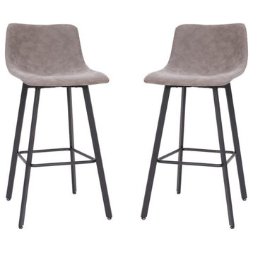 Caleb Commercial Grade 30" Counter Height Stools With Footrests, Set of 2, Gray