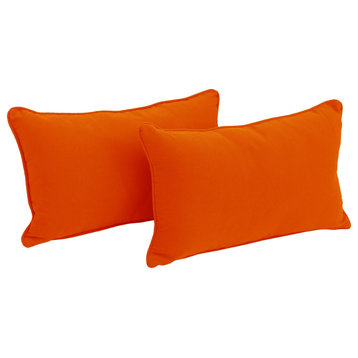 20"X12" Double-Corded Solid Twill Back Support Pillows Set of 2, Tangerine Dream