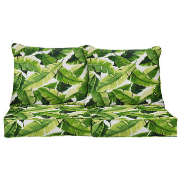 Green Outdoor Corded Deep Seating Pillow and Cushion Loveseat Set, 23.5x23x5