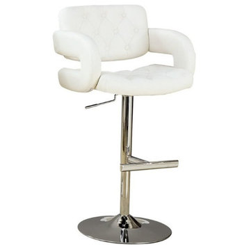 Coaster Contemporary Faux Leather Adjustable Bar Stool in White