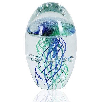 Jellyfish Figurine Office Glass Paperweight for Desk