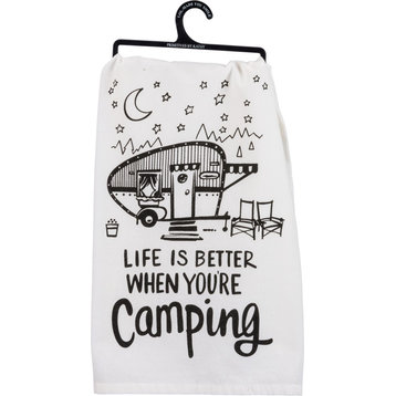 Life is Better When You're Camping Printed Kitchen Dish Towel Cotton