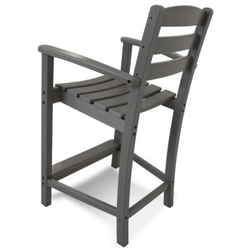 Polywood La Casa Cafe Counter Arm Chair, Tangerine