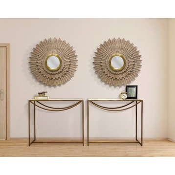2-Piece Set: Morgan Marble Console Table With Brass Finished Iron Base