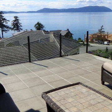 Paver deck with glass railing