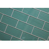 Teal Green 3x6 Glass Subway Tile, 3"x6" Tiles, Set of 8