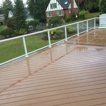 Clearview Railing , Composite Deck & Stamped Patio