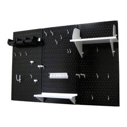 Black Pegboard with White Peg-Board Accessories by Wall Control Storage Systems - Garage And Tool Storage