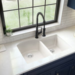 Karran USA - Karran Undermount Quartz 32" 60/40 Double Bowl Kitchen Sink, White - With its convenient large bowl and handy small bowl, this design is both functional and elegant. Karran quartz sinks are extremely durable and are engineered to stand up to the toughest daily kitchen tasks. This undermount design is available in a selection of 6 elegant color choices to compliment any decor.