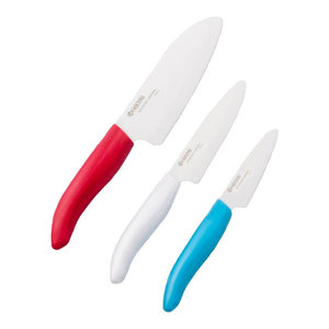 Kyocera Revolution 3 Piece Ceramic Chef S Knife Set With Blue Handles Contemporary Chef S Knives By Bigkitchen