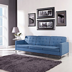 Florence Style Blue Tweet Wool Loft Sofa - Sofas