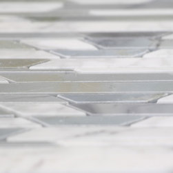 White and Blue ZigZag Stone Tile Mosaics Collection - Home Accessories & Decor