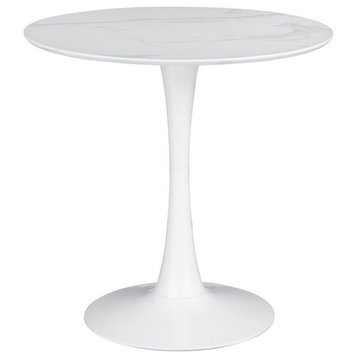 Pemberly Row 30" Round Pedestal Dining Table in White Finish
