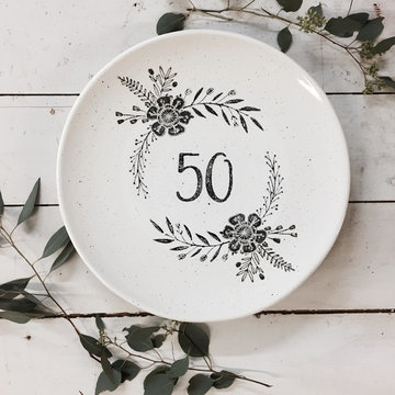 Hand Painted 50th Anniversary Serving Platter
