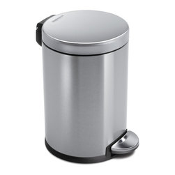 simplehuman - 4.5 Litre Round Step Can, Brushed Steel - Wastebaskets
