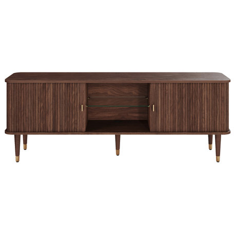 Murray TV Stand, Dark Walnut with Brass