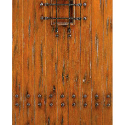 Prehung, Knotty Alder Round Top Plank Front Door, Speakeasy Clavos - Front Doors