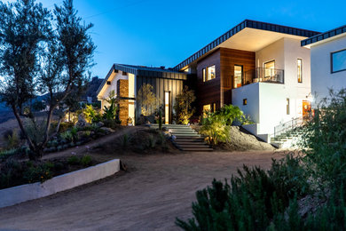 Inspiration for a mid-sized contemporary two-story exterior home remodel in Los Angeles