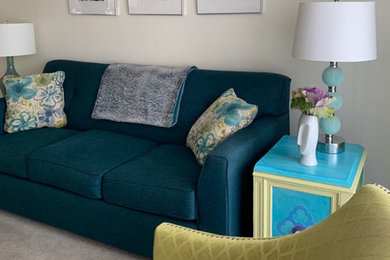 Turquoise and Chartreuse livingroom