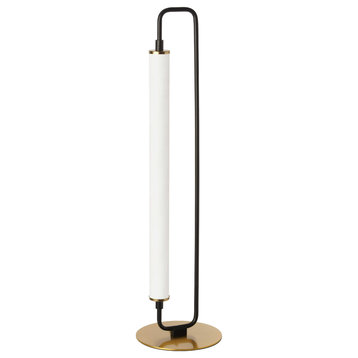 Freya 1 Light LED Table Lamp, Matte Black/Aged Brass, White Acrylic