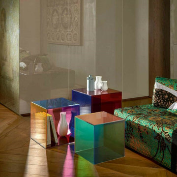 Modern Glass and Lucite Side End Tables