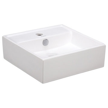 Porcelain White Wall-Mounted Square Sink
