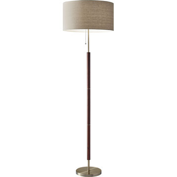Hamilton Floor Lamp - Walnut, Antique Brass