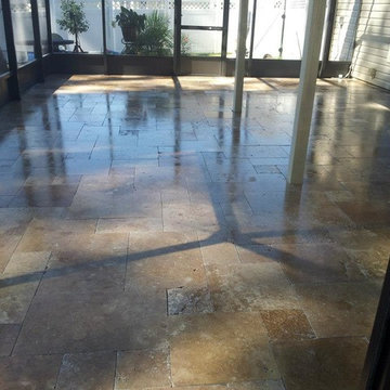 Noce Travertine French Pattern patio remodels