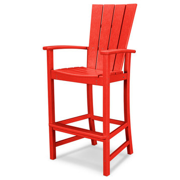 Polywood Quattro Adirondack Bar Chair, Sunset Red