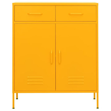 vidaXL Storage Cabinet File Cabinet Office Filing Cabinet Mustard Yellow Steel