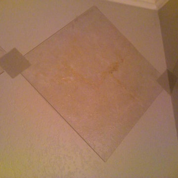 Hand painted border of diamonds at bathroom near Kitchen..