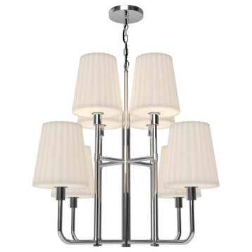 Plisse chandeliers,Chrome | Opal Matte Glass D30" x H25-7/8"