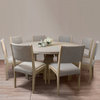 Benedict 70" Solid Wood Round Dining Set With 8 Ash Chairs, Gray Boucle Fabric