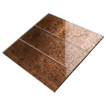4"x12" Baker Glass Subway Tiles, Set of 3, Brown